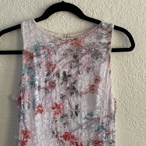 BEBE ROMANTIC LACE ASYMMETRIC RUFFLE DRESS - Picture 3 of 7